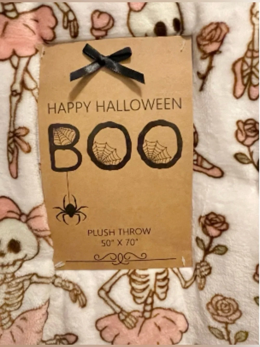Halloween Plush Throw Blanket - Pink Ballet Skeletons 50”x70”